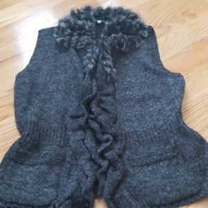 Fur Trimmed Wool Vest